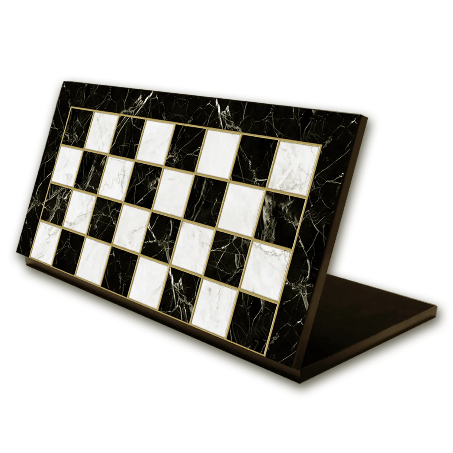 Inklapbaar schaakbord zwart/marmer - Maat XL 37cm